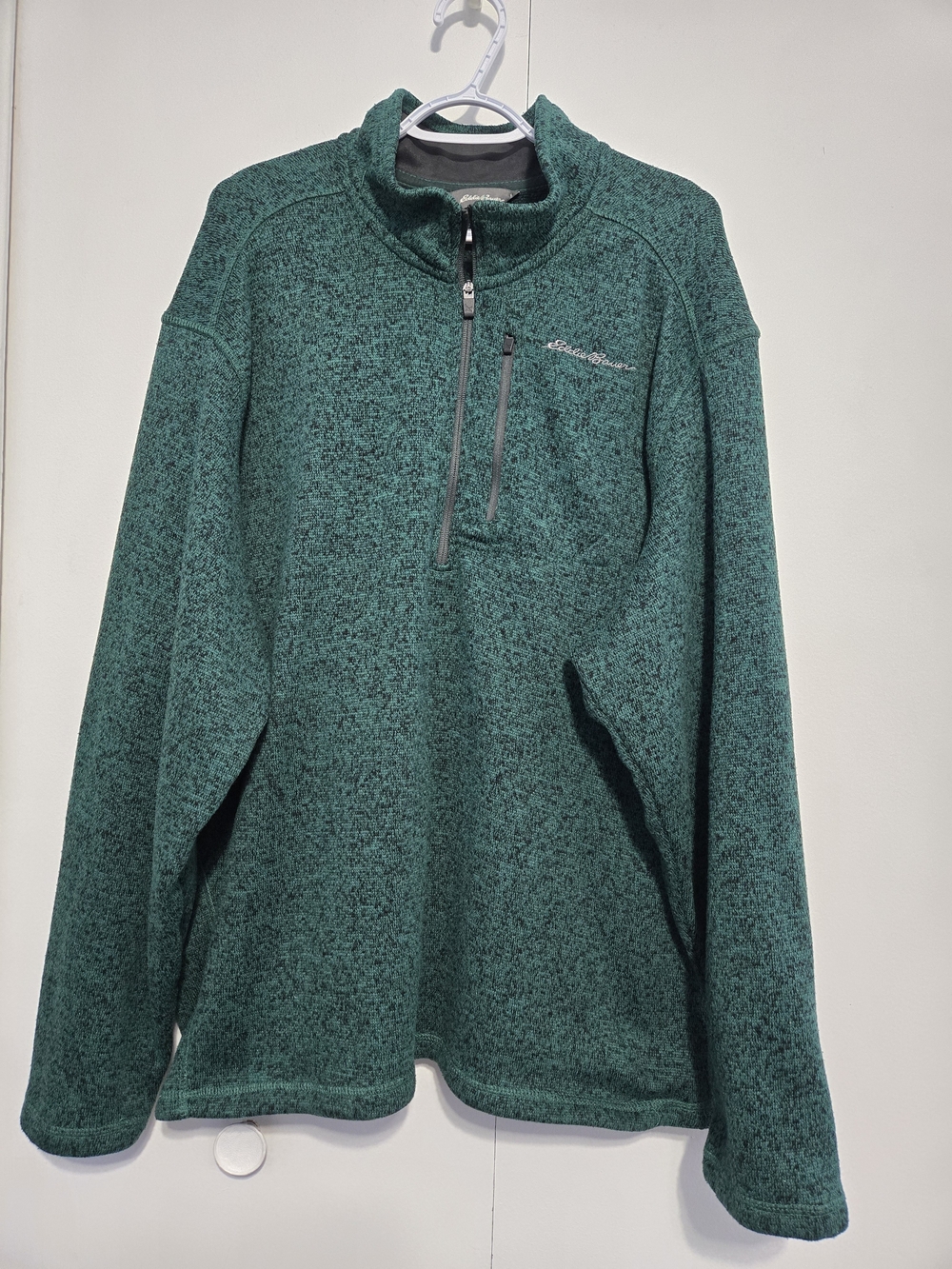 Eddie Bauer Men's 2XL Green‎ Quarter Zip Sweater Fleece Pullover